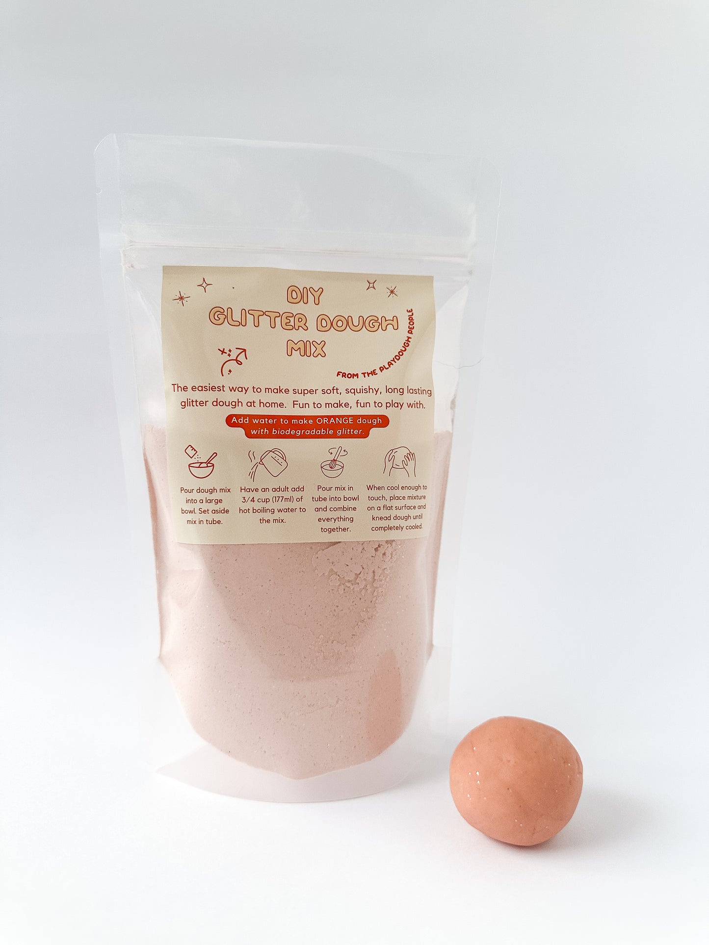Orange DIY Glitter Dough Mix